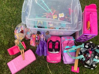 Large Barbie Doll Lot with Vehicles and Accessories