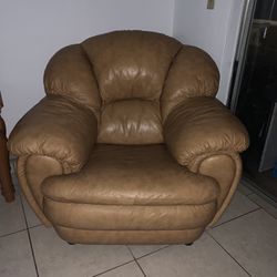 Tan Leather Sofa + Loveseat