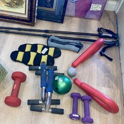 Sports Exercise Equipment Dumbbells Weights Thigh Master Golf Bike Rack Helmet