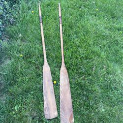 VINTAGE Wood Oars 76" Long Paddles Has Great Old BLOND Finish HOMEMADE