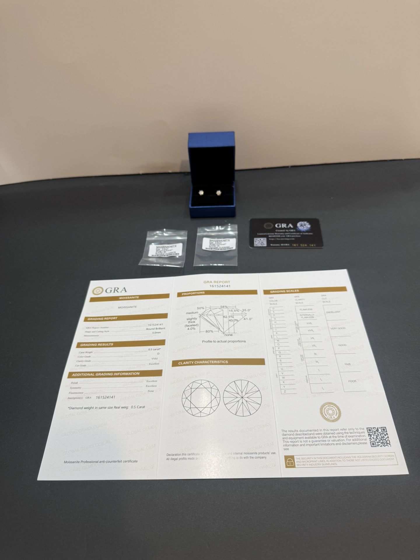 Moissanite Earrings Not Used With 925 Sterling Silver And GRA Certification.