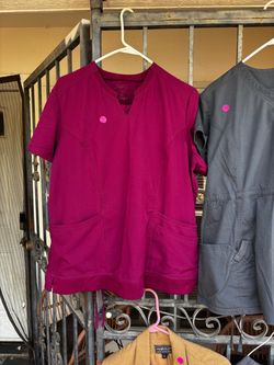 Magenta Scrub Top with Front Pockets