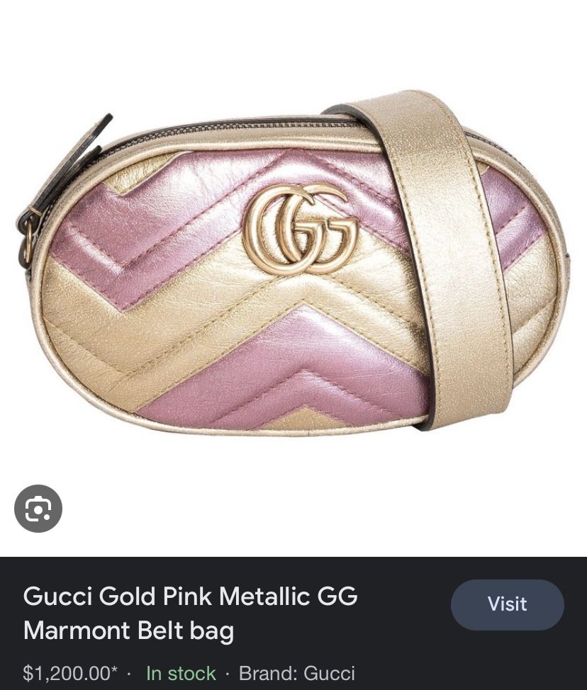Authentic Gucci Matelasse Gold And Pink Belt Bag display picture 1