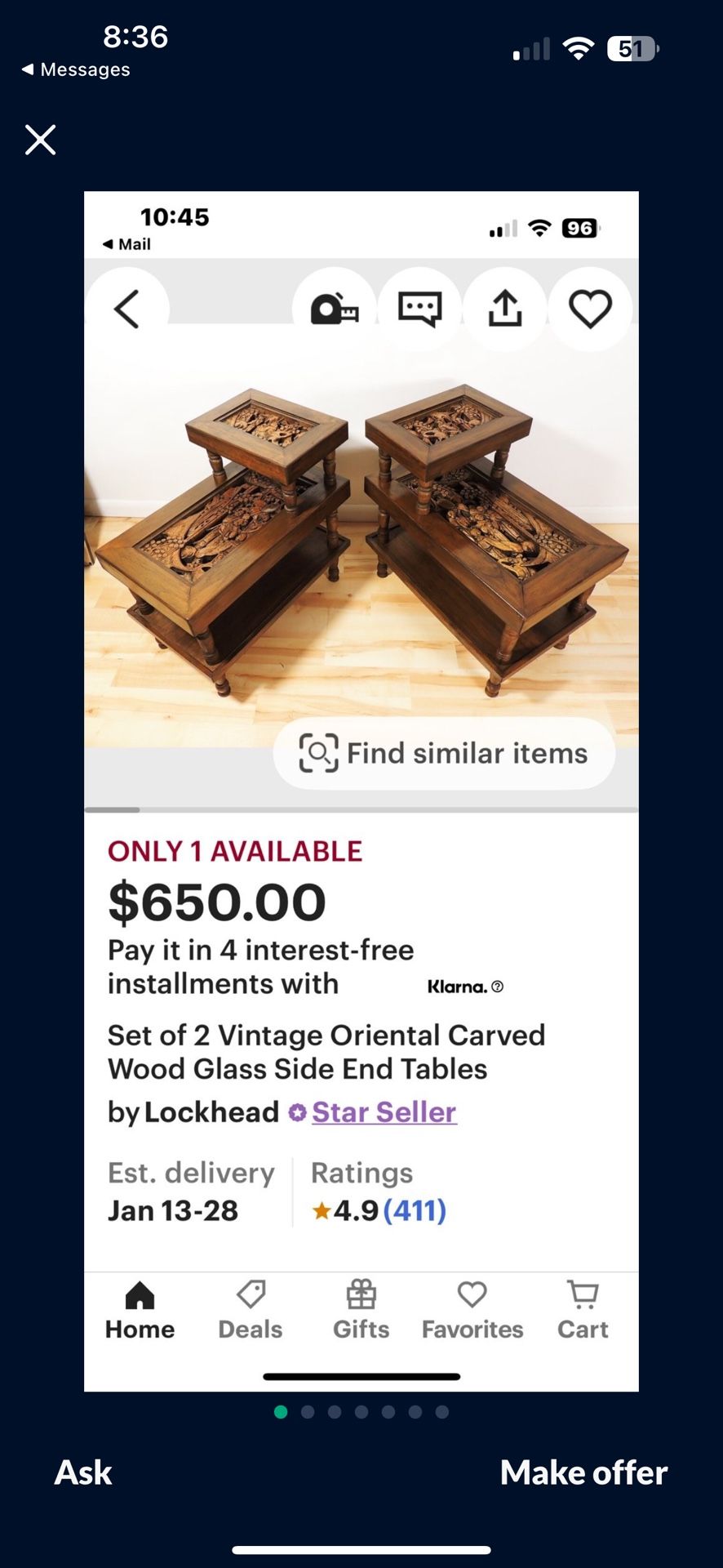 Antique Coffee Table With Two End Tables