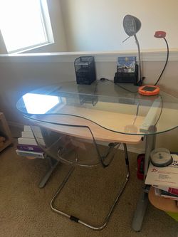 Glass Desk & acrylic chair