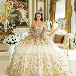 Gold Off The Sleeve Sleeve Quince Dress