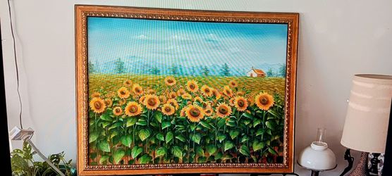 Sunflower Oil Painting in Gold Frame