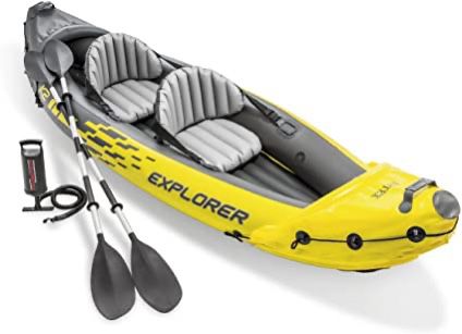 Intex Explorer K2 Kayak, 2-Person Tandem Inflatable Set with Oars and Air Pump