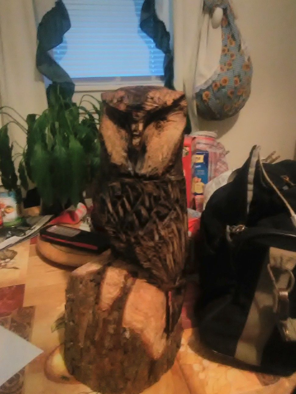 Chainsaw carving of owl