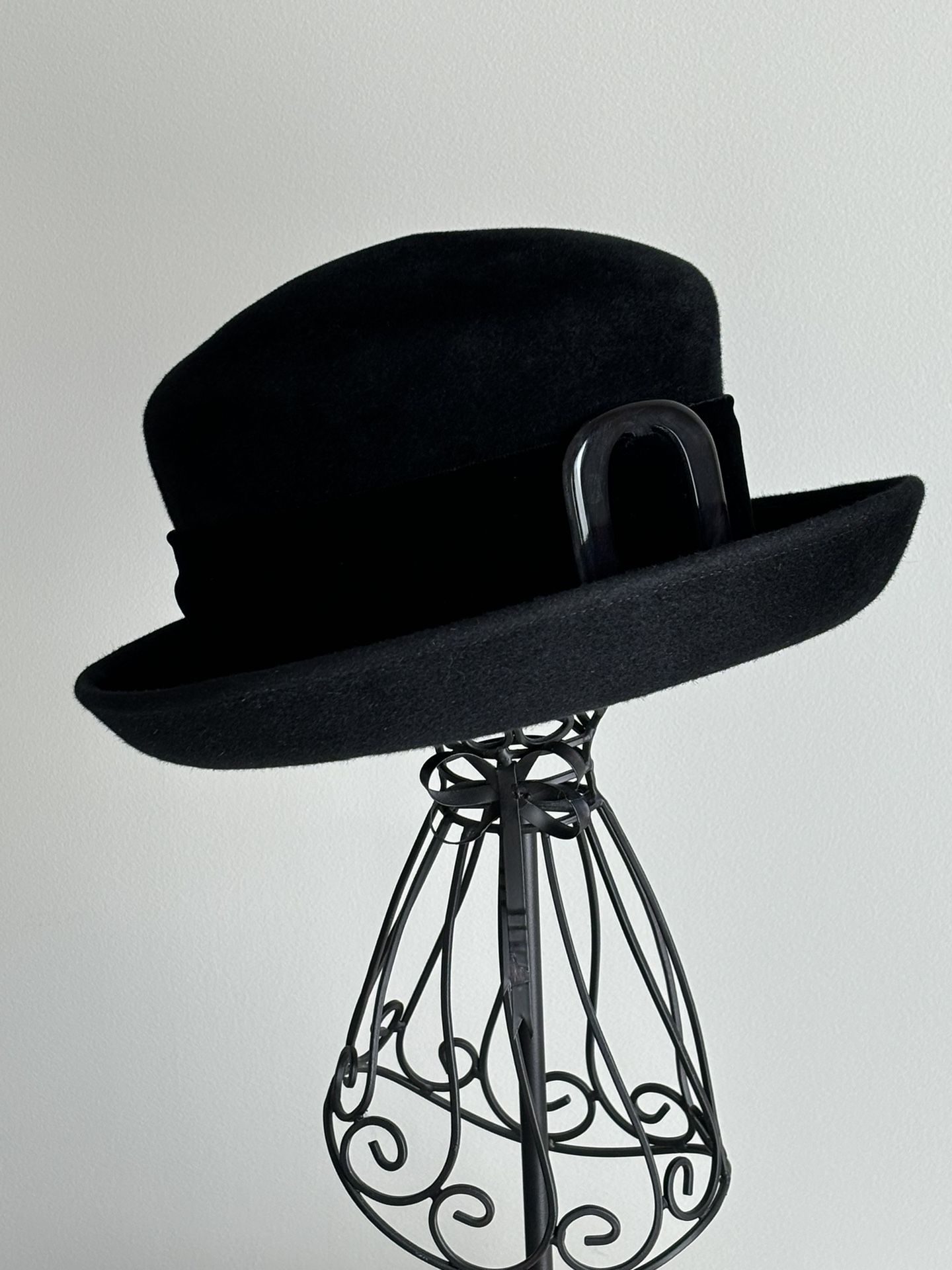 Burberry Black Velvet Kentucky Derby Bowler Hat