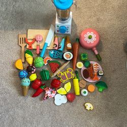 Wood And Plastic Kitchen Toy Sets