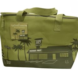 Trader Joe's Large Reusable Insulated Tote Bag Cooler Olive Green NWT Avocado Green