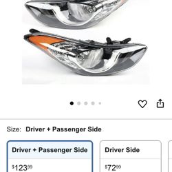 For 2011 2012 2013 Hyundai Elantra Headlight Assembly Halogen Headlight Replacement Set