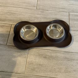 Cat/small Dog Water And Food Bowls With Mat
