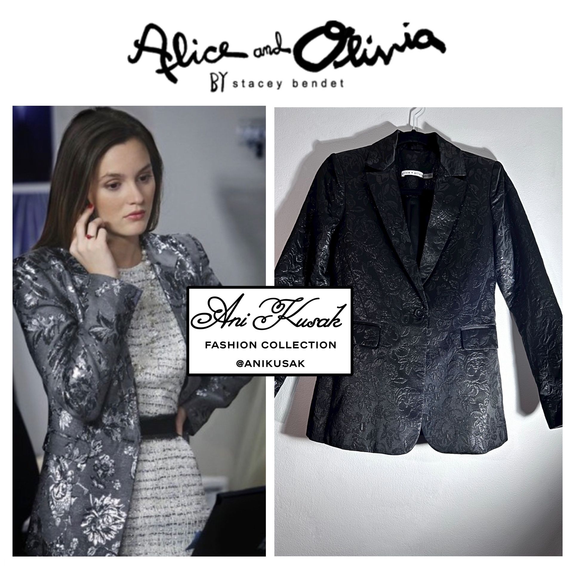 Alice + Olivia Macey Floral Embellished Brocade Blazer ASO Blair Waldorf