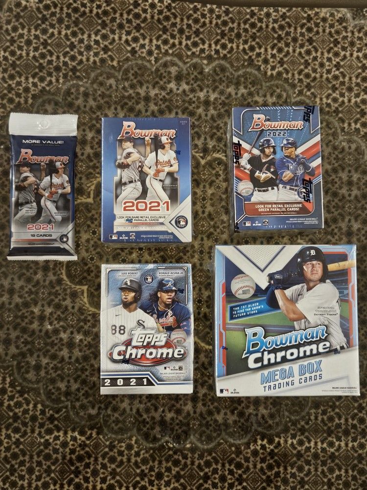 2021 and 2022 Sealed Topps Bowman Baseball Cards
