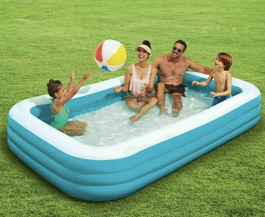 Play Day Deluxe 10 Foot Inflatable Family Outdoor Swimming Pool 120" X 72" X 22"