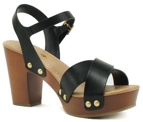 SIZE 9 Chunky Platform Block Mid Heel Sandal with Ankle Strap