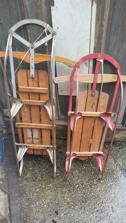 Vintage wooden sleds