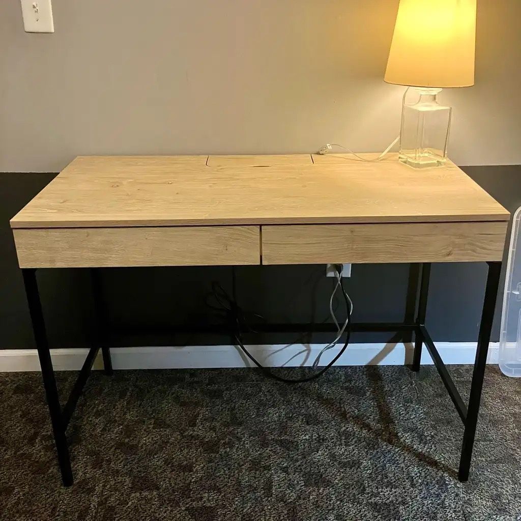 Wooden Desk with Matching Bookshelf