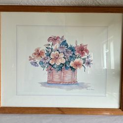 Vintage Framed Floral Bouquet Print by Patricia Mann