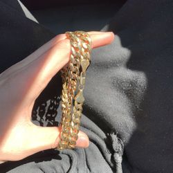 18K solid gold cuban chain