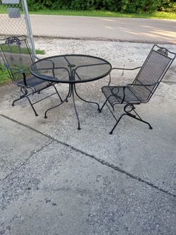 3-Piece Wrought Iron Patio Table And Chairs Set