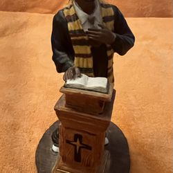 ceramic Black Art African American Preacher Male At Podium Statue/figurine about 4”