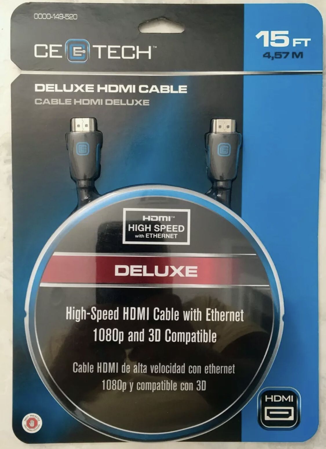 CE Tech 15 ft. Deluxe HDMI Cable with Ethernet 0000-149-520