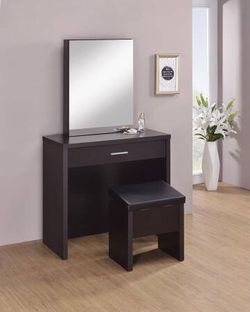 Cappuccino Finish Vanity with Stool ONLY $250! Lowest Prices Ever!