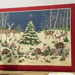 Giant Christmas cloth canvas with deer & Xmas tree scene canvas p/u Willow Grove or Jamison PA 