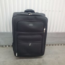 10"D Flat × 12" - 13"D Expanded × 27"H × 19"W 

BRAND:  ATLANTIC MCMXIX Rolling w/Tall Handel + 2 Carry Handels BLACK

CONDITION: This Travel Suitcase