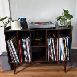 Midcentury Modern Record Player Stand/table with Speakers 