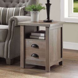 BRAND NEW Modern Farmhouse End Table, Rustic Gray