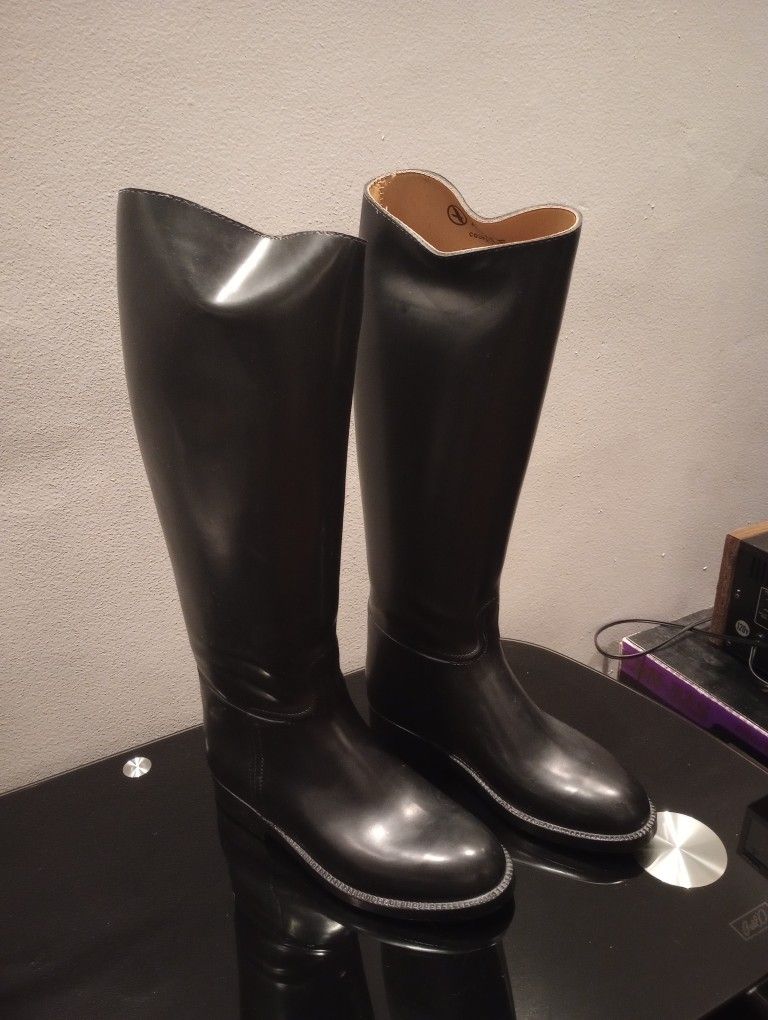 Aigle Womens Black Rubber Coupe Saumur Tall Equestrian Riding Boots Size 37 6.5 6 1/2