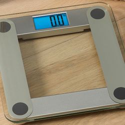 Digital Glass Bathroom Scale with Silver Accents 