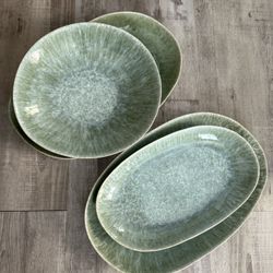 West Elm Glaze Stoneware Platters - 4 Total
