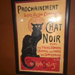 Large Wall Art Decor Framed Vintage Chat Noir Print