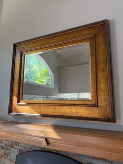 Large Gold Framed Beveled Wall Mirror
