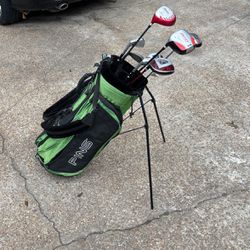 PING golf bag with used clubs 