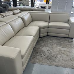 Leather Sectional Recliners With Adjustable Head Rest
