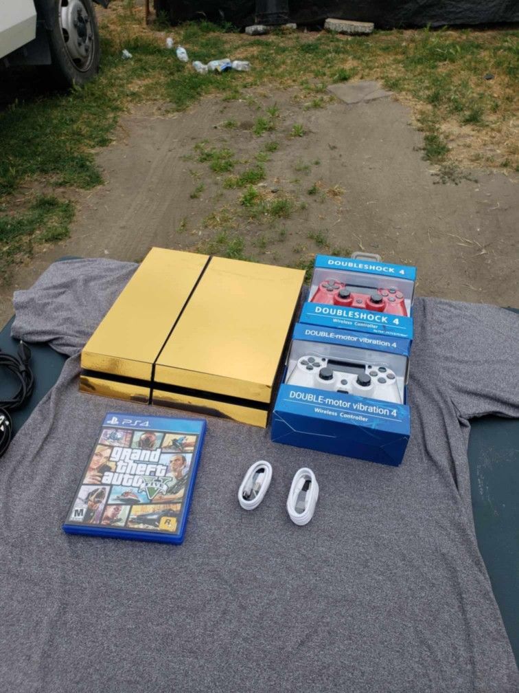2 Brand New Controllers, 1 GTA5 Game With all Cables Brand New In Plastic sealed with Playstation 4 PS4 PS 4 500GB $200! OR 1,000GB $240 OR 2,000GB $3