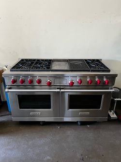 WOLF 60”WIDE DUL FUEL RANGE STOVE STAINLESS STEEL