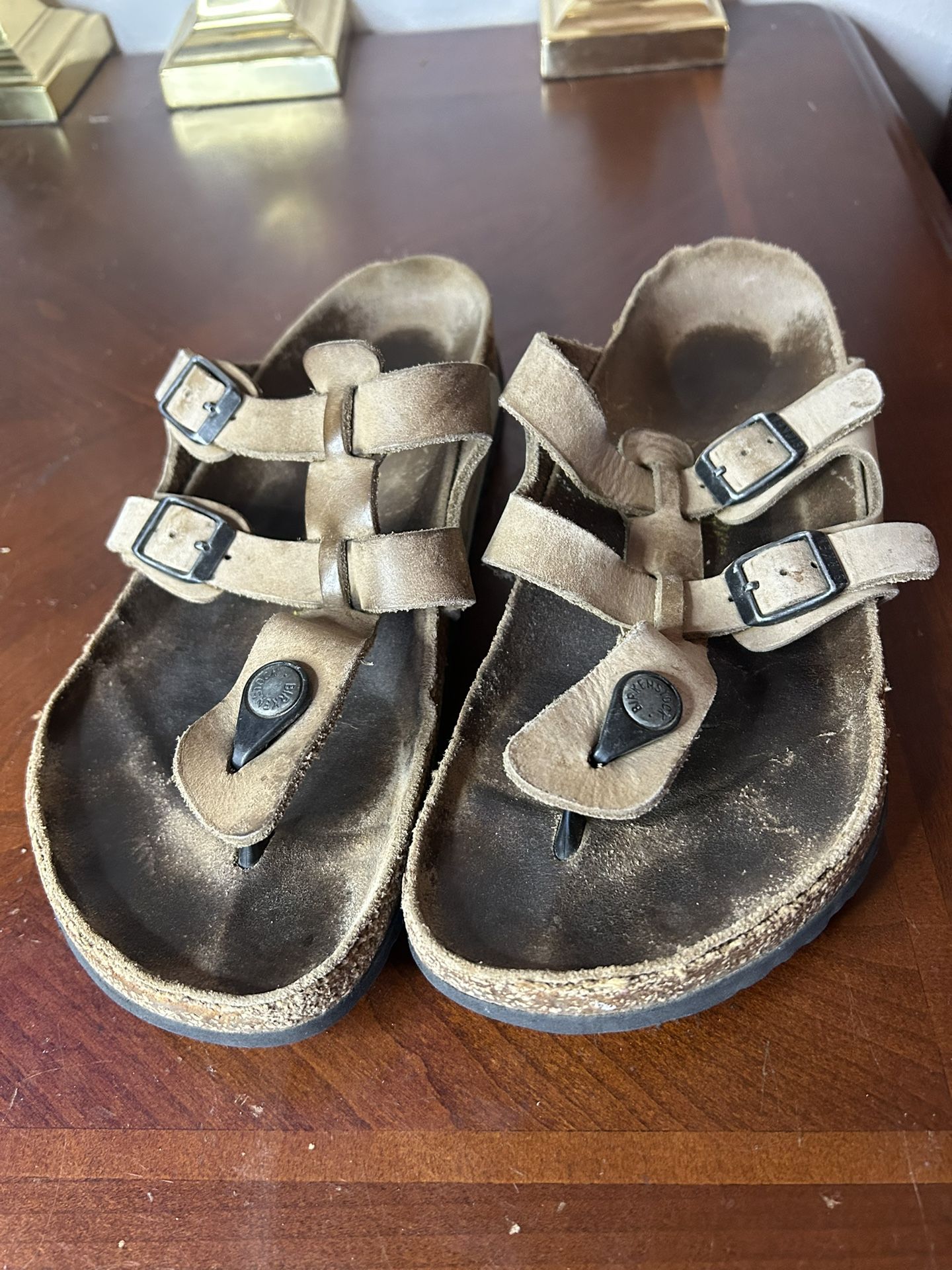 Birkenstock Gizeh Sandals Women 41 Taupe Thong Buckle