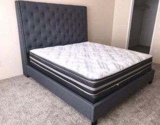 Gray king size bed frame ( no mattress