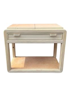 Vintage 1970s Reeded Blonde Wood Console Table