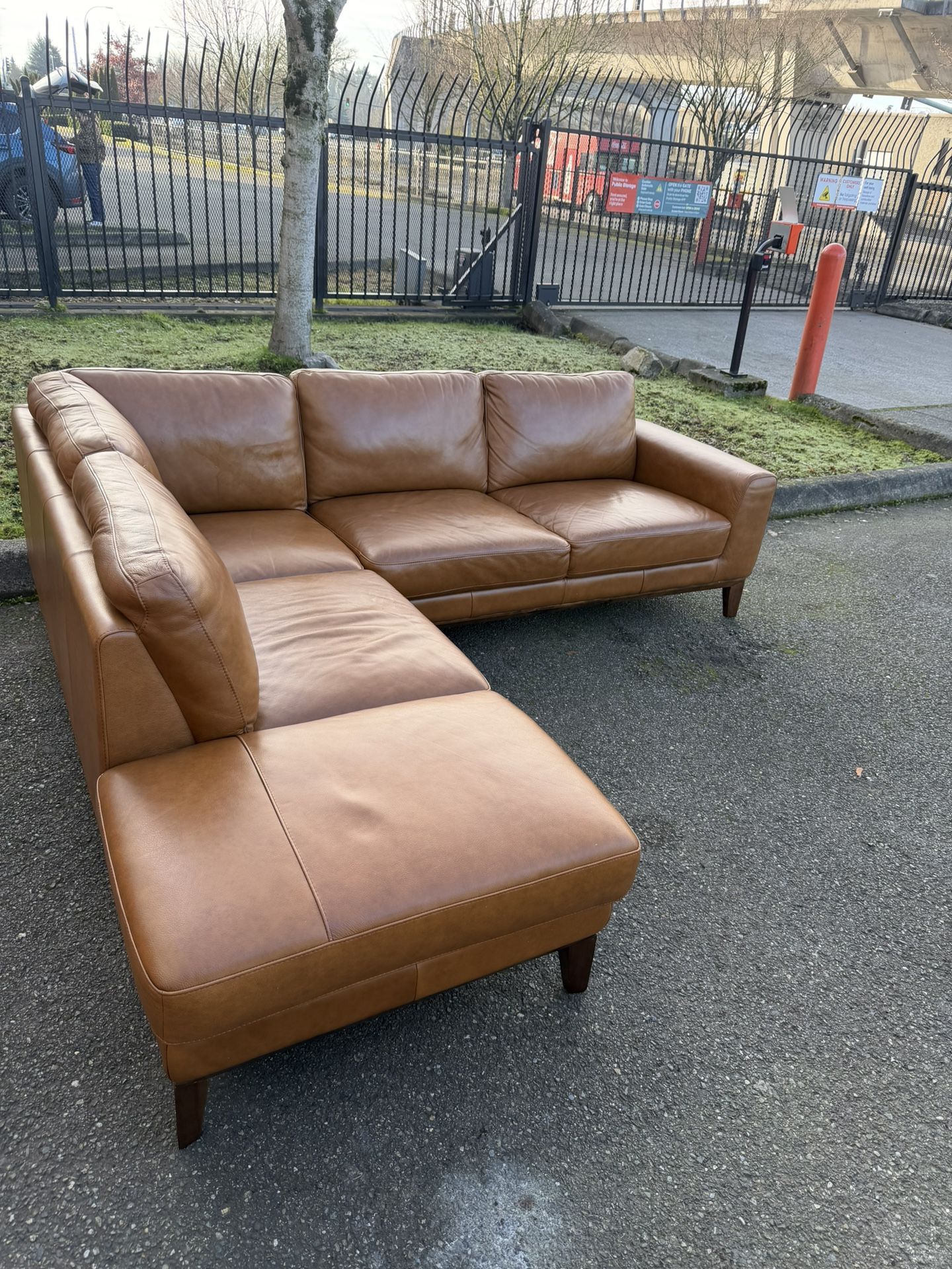 Tan Leather Sectional Couch-FREE DELIVERY π