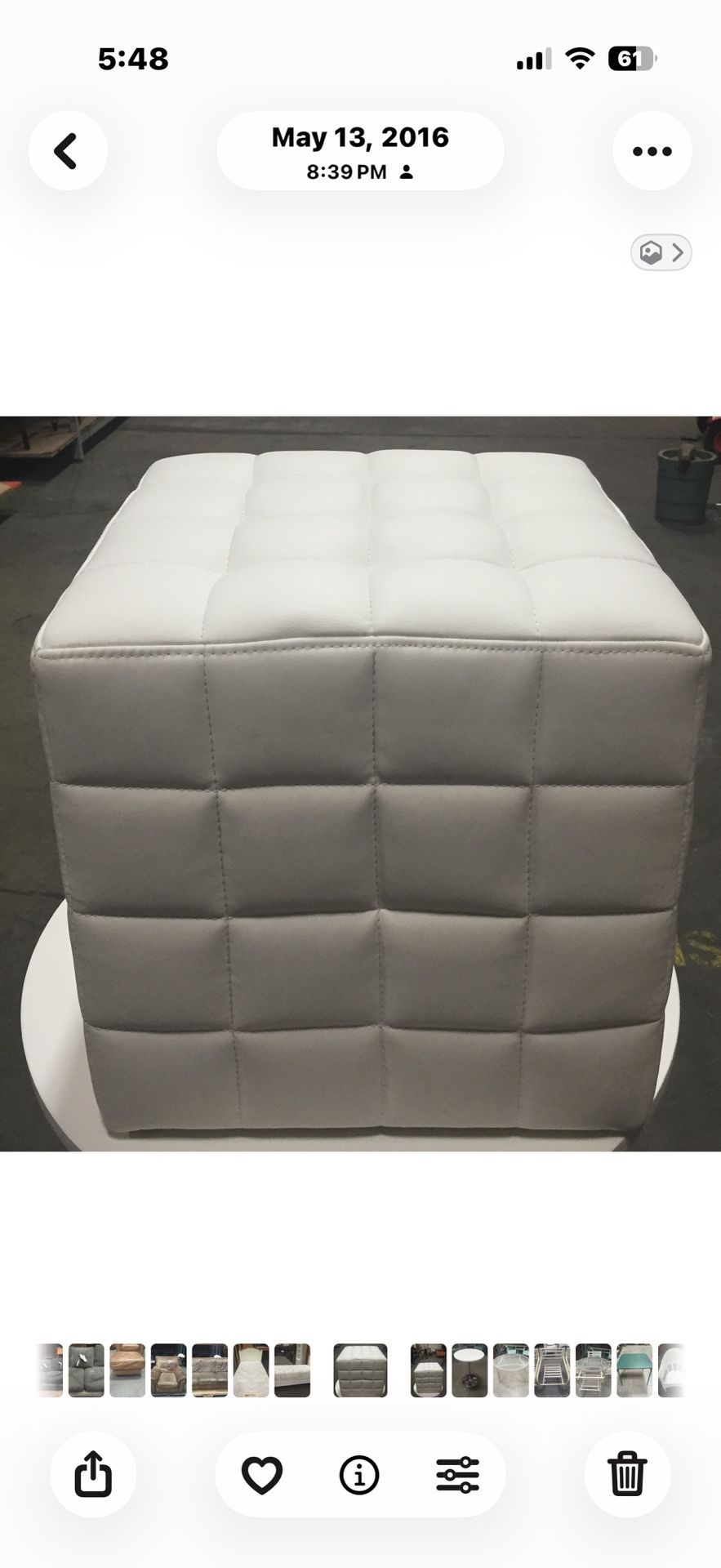 White tufted cube ottomans