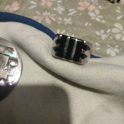 Men's Silver With Black Onyx Inlay Ring
