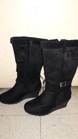 New Ladies Black suede boots. Size 9